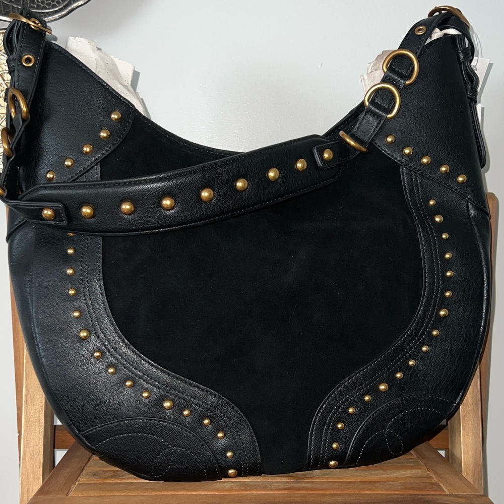 Jessica Simpson Black and Gold Studded Hobo Bag